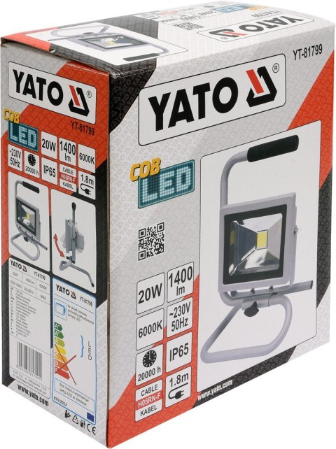 REFLEKTOR DIOD. PRZENOŚNY 20W 1400LM COB YATO REFLEKTOR DIOD. PRZENOŚNY 20W 1400LM COB YATO