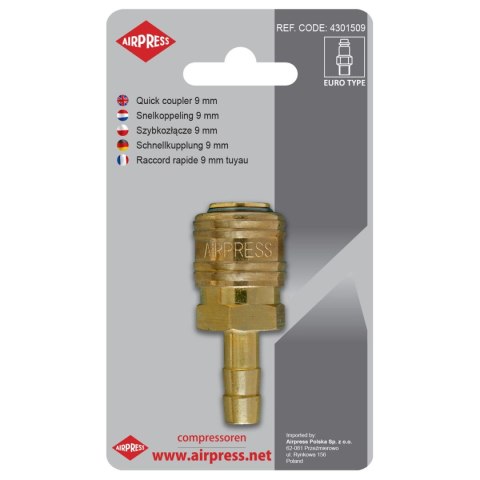 SZYBKOZŁĄCZE Z WYJŚCIEM NA WĄŻ 9MM AIRPRESS SZYBKOZŁĄCZE Z WYJŚCIEM NA WĄŻ 9MM AIRPRESS