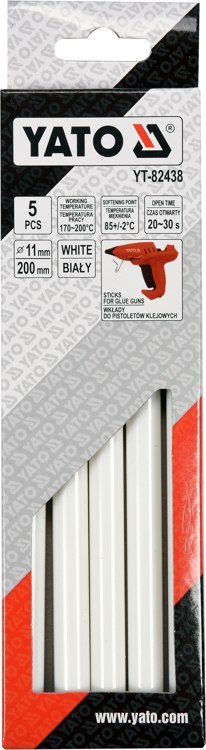 WKŁADY KLEJOWE 11,2X200MM 5SZT BIAŁE YATO WKŁADY KLEJOWE 11,2X200MM 5SZT BIAŁE YATO
