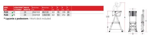 DRABINA/PODEST ROBOCZY PLS3 80/130CM 3 STOPNI DRABINA/PODEST ROBOCZY PLS3 80/130CM 3 STOPNI
