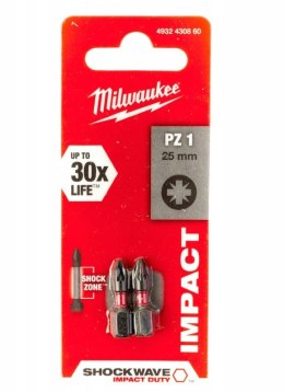 BIT, GROT, KOŃCÓWKA SHOCKWAVE PZ1 25MM 2 SZT. MILWAUKEE
