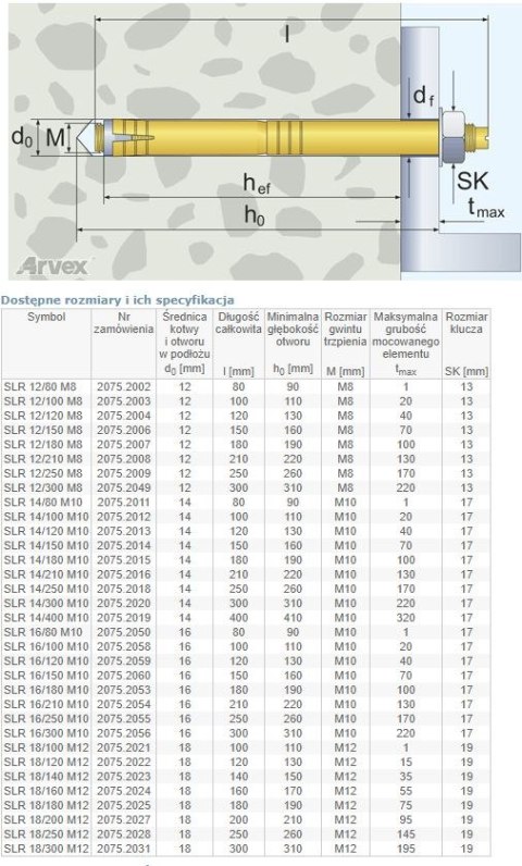 KOŁEK STALOWY 16*60/M10 2075.2057 ARVEX KOŁEK STALOWY 16*60/M10 2075.2057 ARVEX