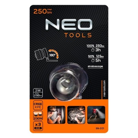 LATARKA CZOŁOWA 2501 LUM ZOOM CREE XPE 3XAAA NEO LATARKA CZOŁOWA 2501 LUM ZOOM CREE XPE 3XAAA NEO