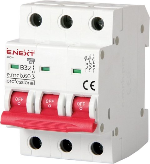 WYŁĄCZNIK NADPRĄDOWY MCB.PRO60 3P B32A 6KA ENEXT WYŁĄCZNIK NADPRĄDOWY MCB.PRO60 3P B32A 6KA ENEXT