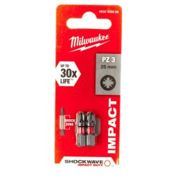 BIT, GROT, KOŃCÓWKA SHOCKWAVE PZ3 25MM 2 SZT. MILWAUKEE