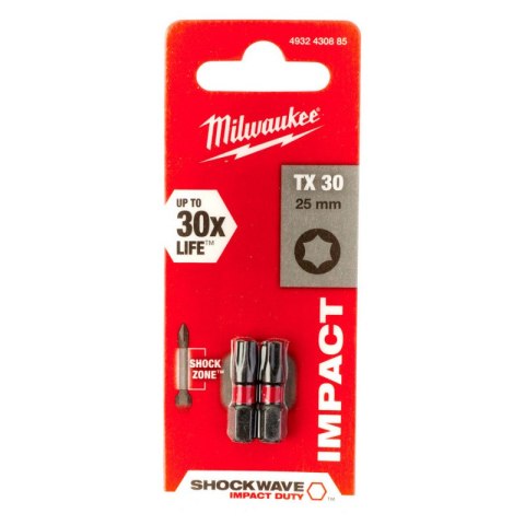 BIT, GROT, KOŃCÓWKA TORX TX30 25MM 2 SZT. MILWAUKEE BIT, GROT, KOŃCÓWKA TORX TX30 25MM 2 SZT. MILWAUKEE