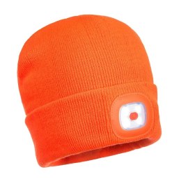CZAPKA B029 Z LAMPKĄ LED/USB POMARAŃCZOWA PORTWEST