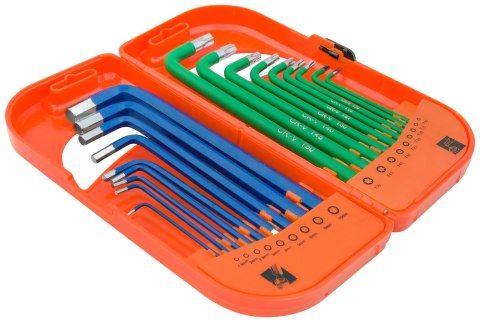 KOMPLET KLUCZY TRZPIENIOWYCH HEX I TORX DŁUGIE 18 SZTUK EPM KOMPLET KLUCZY TRZPIENIOWYCH HEX I TORX DŁUGIE 18 SZTUK EPM