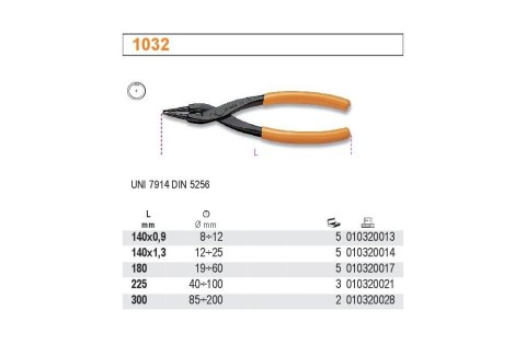 SZCZYPCE SEGERA DO PIERŚCIENI WEWNĘTRZNE 140X0,9MM BETA SZCZYPCE SEGERA DO PIERŚCIENI WEWNĘTRZNE 140X0,9MM BETA