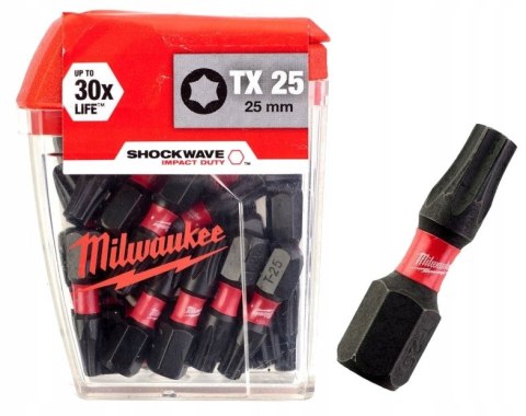 BIT, GROT, KOŃCÓWKA TORX TX25 25MM 25 SZT. MILWAUKEE BIT, GROT, KOŃCÓWKA TORX TX25 25MM 25 SZT. MILWAUKEE