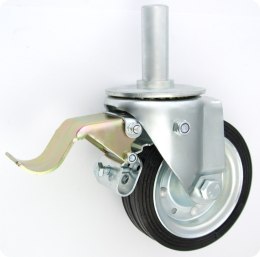 KOŁO METAL-GUMA 140MM OBUDOWA Z TRZPIENIEM + HAMULEC UN