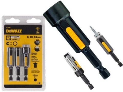 NASADKI MAGNETYCZNA Z ELEMENTEM CZYSZCZĄCYM 8,10,13MM DEWALT NASADKI MAGNETYCZNA Z ELEMENTEM CZYSZCZĄCYM 8,10,13MM DEWALT