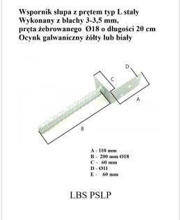 PODSTAWA SŁUPA TYP L PRĘT UN