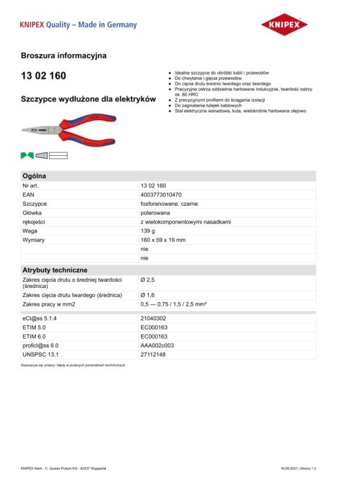 SZCZYPCE DLA ELEKTRYKÓW 4W1 160MM KNIPEX SZCZYPCE DLA ELEKTRYKÓW 4W1 160MM KNIPEX