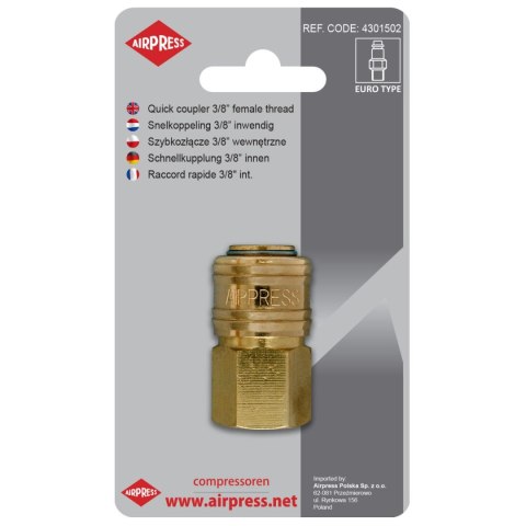 SZYBKOZŁĄCZE Z GWINTEM WEWNĘTRZNYM 3/8'' AIRPRESS SZYBKOZŁĄCZE Z GWINTEM WEWNĘTRZNYM 3/8'' AIRPRESS