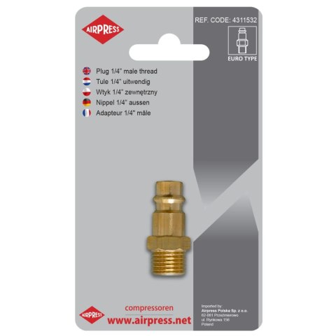 WTYK SZYBKOZŁĄCZKI Z GWINTEM ZEWNĘTRZNYM 1/4'' AIRPRESS WTYK SZYBKOZŁĄCZKI Z GWINTEM ZEWNĘTRZNYM 1/4'' AIRPRESS