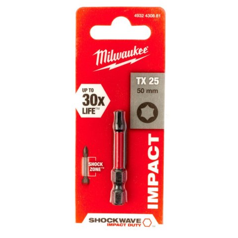 BIT, GROT, KOŃCÓWKA TORX TX25 50MM MILWAUKEE BIT, GROT, KOŃCÓWKA TORX TX25 50MM MILWAUKEE