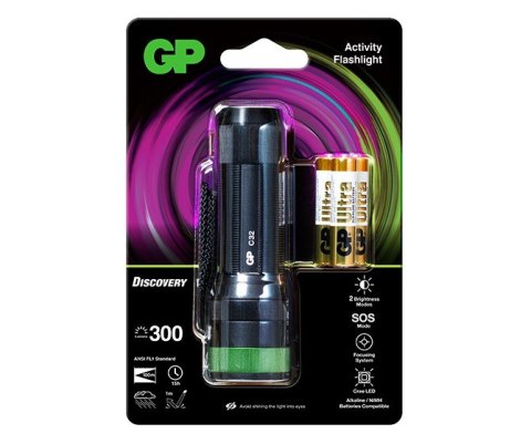 LATARKA DIODOWA ALUMINIOWA DISCOVERY C 32 3*AAA GP BATTERY LATARKA DIODOWA ALUMINIOWA DISCOVERY C 32 3*AAA GP BATTERY