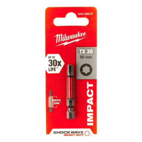 BIT, GROT, KOŃCÓWKA TORX TX30 50MM MILWAUKEE BIT, GROT, KOŃCÓWKA TORX TX30 50MM MILWAUKEE