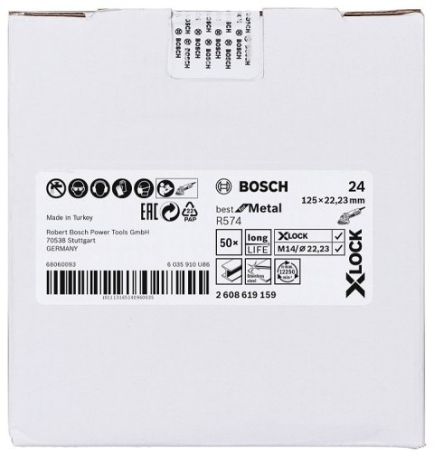 KRĄŻEK FIBROWY X-LOCK R574 GR. 24 125MM BOSCH KRĄŻEK FIBROWY X-LOCK R574 GR. 24 125MM BOSCH