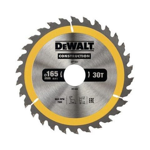 PIŁA TARCZOWA DO DREWNA 165/30MM, 30 ZĘBÓW DEWALT PIŁA TARCZOWA DO DREWNA 165/30MM, 30 ZĘBÓW DEWALT