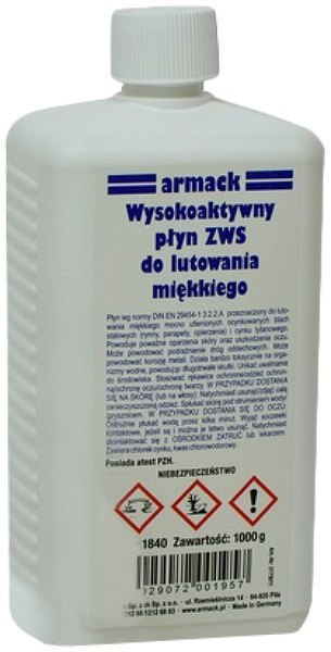 PŁYN - KWAS DO LUTOWANIA MIĘKKIEGO ZWS 1L ARMACK PŁYN - KWAS DO LUTOWANIA MIĘKKIEGO ZWS 1L ARMACK