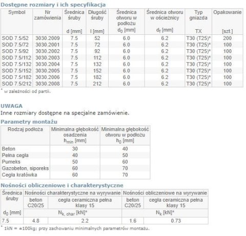 ŚRUBA OŚCIEŻNICOWA SOD 7.5/152MM ŁEB CYLINDRYCZNY ARVEX ŚRUBA OŚCIEŻNICOWA SOD 7.5/152MM ŁEB CYLINDRYCZNY ARVEX