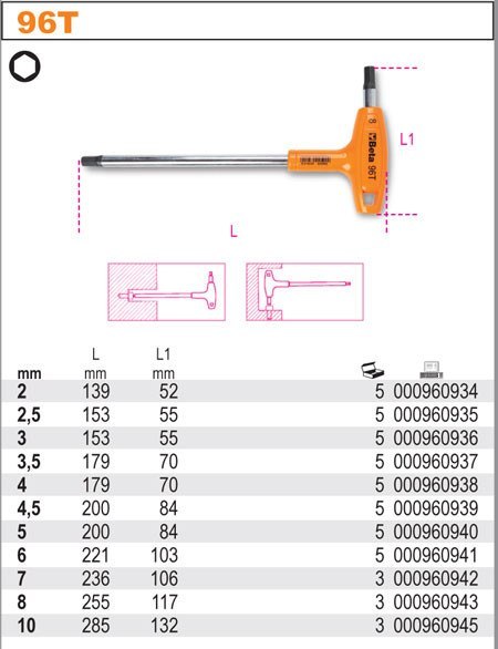 KLUCZ TRZPIENIOWY KĄTOWY 4.5MM BETA KLUCZ TRZPIENIOWY KĄTOWY 4.5MM BETA