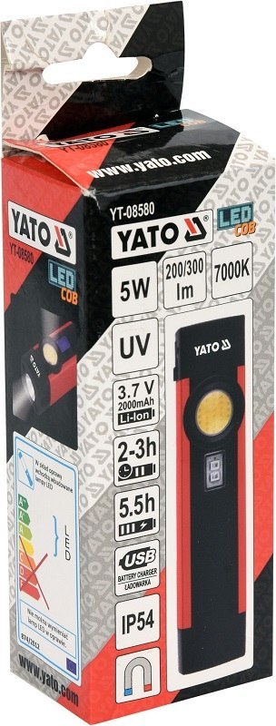 LATARKA WIELOFUNKCYJNA 5W COB 300LM YATO LATARKA WIELOFUNKCYJNA 5W COB 300LM YATO