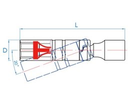 NASADKA DO ŚWIEC 3/8'' 16MM*162MM 12-KĄTNA,METALOWY KLIPS KING TONY