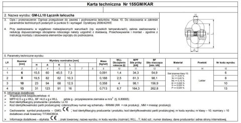 OGNIWO PRZEGUBOWE GM-LL G10 10MM WLL 4T UN OGNIWO PRZEGUBOWE GM-LL G10 10MM WLL 4T UN