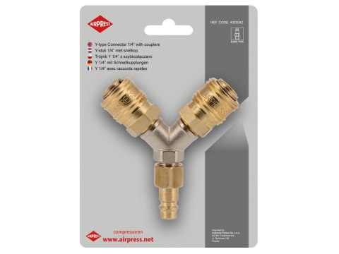 TRÓJNIK TYP Y 1/4'' Z SZYBKOZŁĄCZAMI I WTYKIEM EURO AIRPRESS TRÓJNIK TYP Y 1/4'' Z SZYBKOZŁĄCZAMI I WTYKIEM EURO AIRPRESS