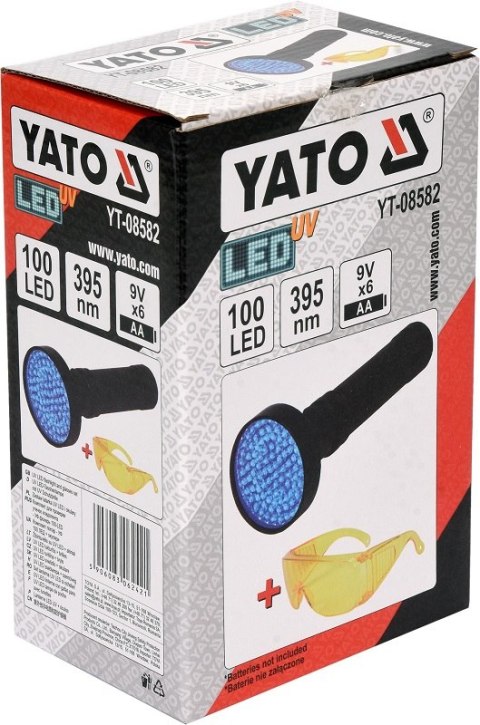 ZESTAW LATARKA UV 100 LED I OKULARY YATO ZESTAW LATARKA UV 100 LED I OKULARY YATO