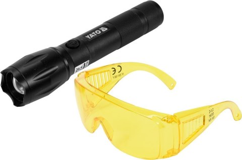 ZESTAW LATARKA UV AKUMULATOROWA 1W + OKULARY YATO ZESTAW LATARKA UV AKUMULATOROWA 1W + OKULARY YATO