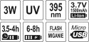 ZESTAW LATARKA UV AKUMULATOROWA 3W + OKULARY YATO