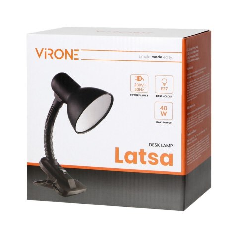 LAMPA BIURKOWA LATSA Z KLIPSEM, 40W, E27 VIRONE LAMPA BIURKOWA LATSA Z KLIPSEM, 40W, E27 VIRONE