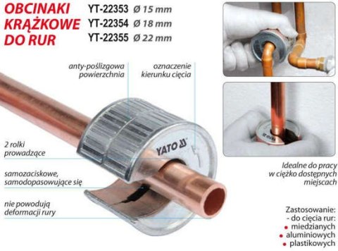 OBCINAK DO RUR Z TWORZYWA SZTUCZNEGO DO 15MM YATO OBCINAK DO RUR Z TWORZYWA SZTUCZNEGO DO 15MM YATO