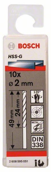 WIERTŁO HSS-G, DIN 338 2,0*49MM 10SZT. BOSCH