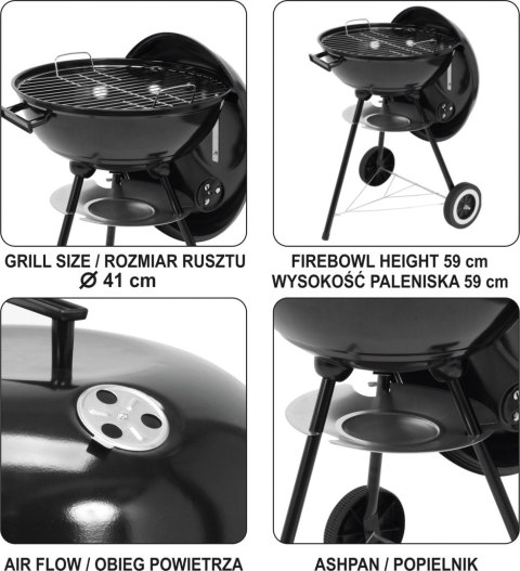 GRILL WĘGLOWY OKRĄGŁY Z POKRYWĄ 41CM LUND GRILL WĘGLOWY OKRĄGŁY Z POKRYWĄ 41CM LUND