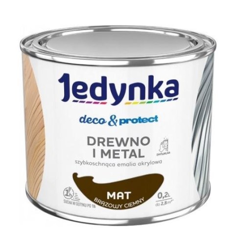 JEDYNKA DECO&PROTECT DREWNO I METAL MAT BRĄZOWY CIEMNY 0,2L JEDYNKA JEDYNKA DECO&PROTECT DREWNO I METAL MAT BRĄZOWY CIEMNY 0,2L JEDYNKA