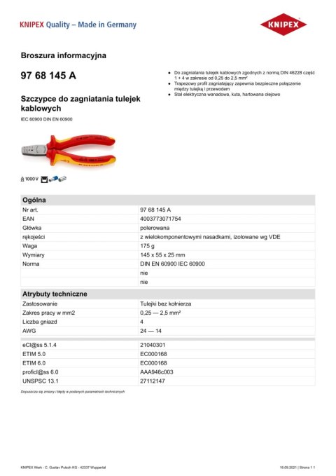 OBCĘGI ZBROJARSKIE 220MM KNIPEX OBCĘGI ZBROJARSKIE 220MM KNIPEX