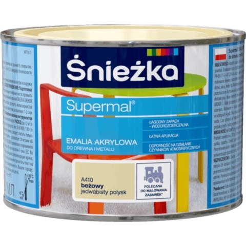 SUPERMAL AKRYLOWA BIAŁA A400 JEDWAB.PŁ 0.8L ŚNIEŻKA SUPERMAL AKRYLOWA BIAŁA A400 JEDWAB.PŁ 0.8L ŚNIEŻKA
