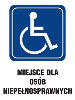 TABLICA 30*35CM MIEJSCE DLA OSÓB NIEPEŁNOSPRAWNYCH UN
