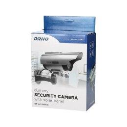 ATRAPA KAMERY MONITORUJĄCEJ CCTV SREBRNA Z PANELEM SŁONECZN. ORNO