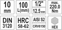 KLUCZ TRZPIENIOWY 1/2''HEX 10MM L100MM YATO