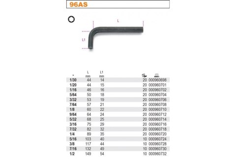 KLUCZ TRZPIENIOWY KĄTOWY 3/16'' BETA KLUCZ TRZPIENIOWY KĄTOWY 3/16'' BETA