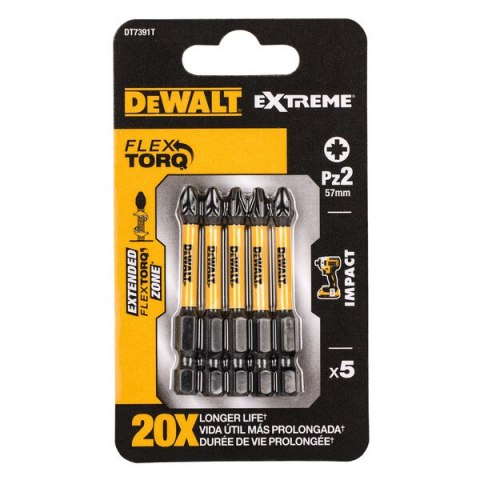 KOŃCÓWKI WKRĘTAKOWE UDAROWE PZ2*50 TORSION 5SZT DEWALT KOŃCÓWKI WKRĘTAKOWE UDAROWE PZ2*50 TORSION 5SZT DEWALT