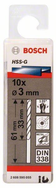 WIERTŁO HSS-G, DIN 338 3,0*61MM 10SZT. BOSCH