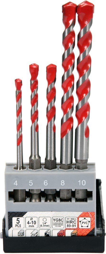 ZESTAW WIERTEŁ UNIWERSALNYCH 5SZT. 4-10MM HEX ZESTAW WIERTEŁ UNIWERSALNYCH 5SZT. 4-10MM HEX