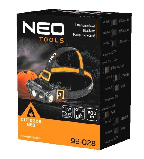 LATARKA CZOŁOWA AKUMULATOROWA USB 1000 LM NEO LATARKA CZOŁOWA AKUMULATOROWA USB 1000 LM NEO